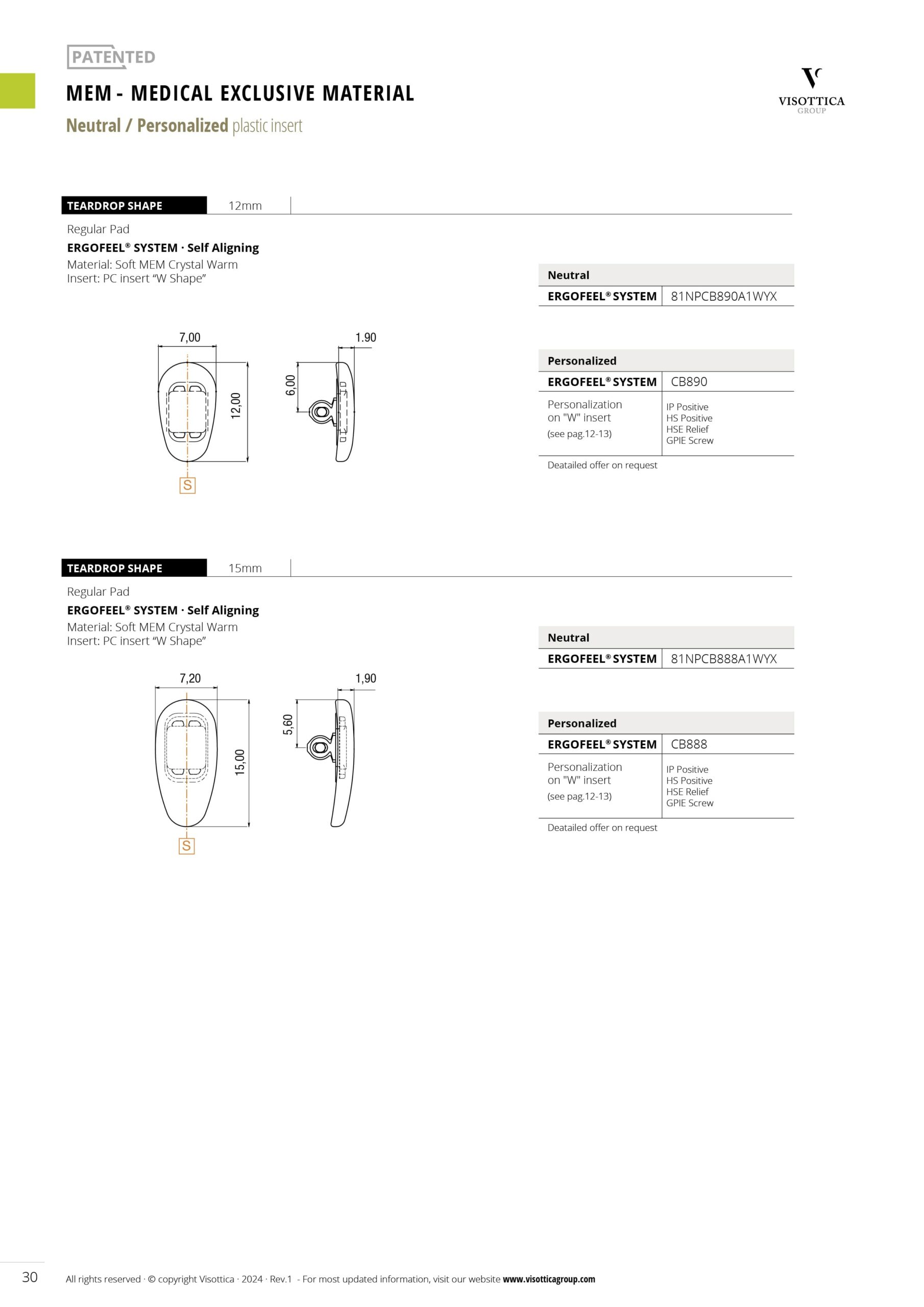 Ergofeel System - MEM - Medical Exclusive Material - Neutral / Personalized Plastic Insert