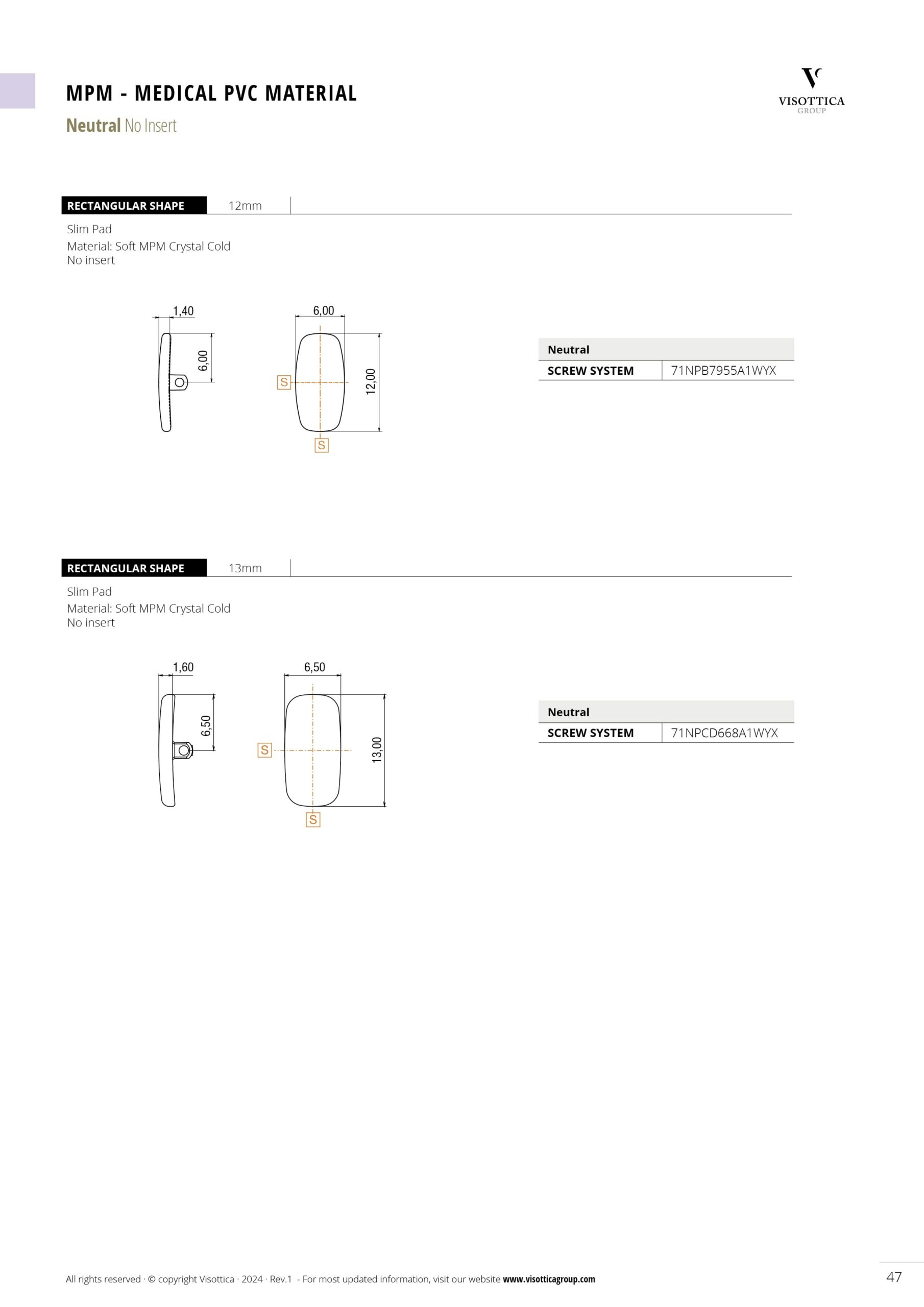 Screw and Click System | Nose Pads - MPM - Medical PVC Material - Neutral No Insert Screw and Click System | Nose Pads - MPM - Medical PVC Material - Neutral No Insert