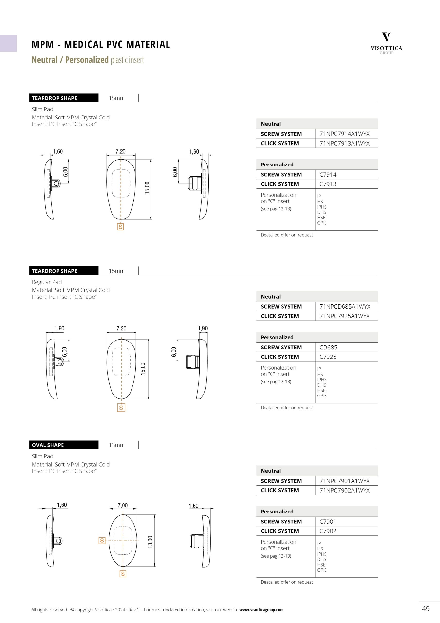 Screw and Click System | Nose Pads - MPM - Medical PVC Material - Neutral / Personalized Plastic Insert Screw and Click System | Nose Pads - MPM - Medical PVC Material - Neutral / Personalized Plastic Insert