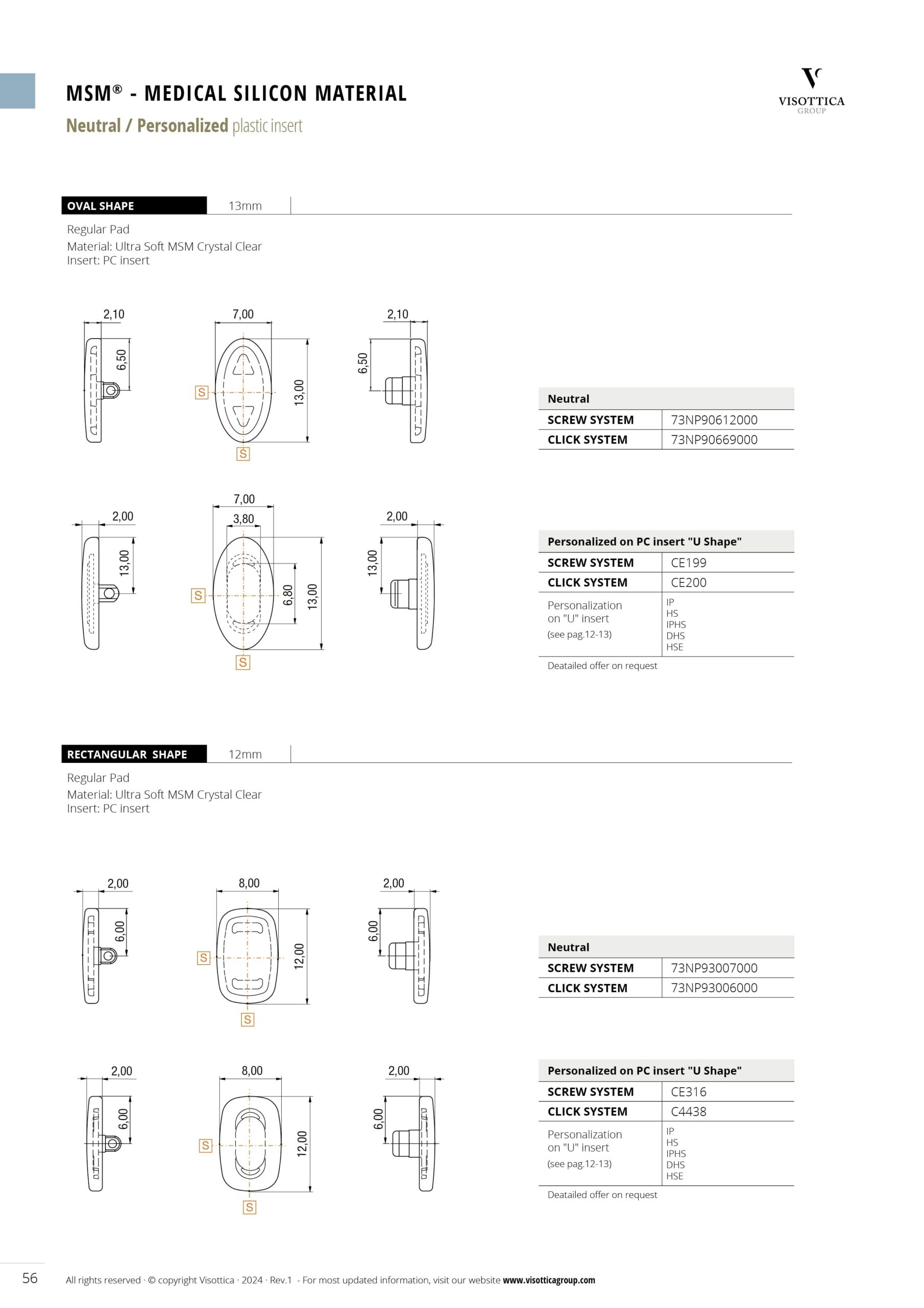 Screw and Click System | Nose Pads - MSM - Medical Silicon Material - Neutral / Personalized Plastic Insert Screw and Click System | Nose Pads - MSM - Medical Silicon Material - Neutral / Personalized Plastic Insert