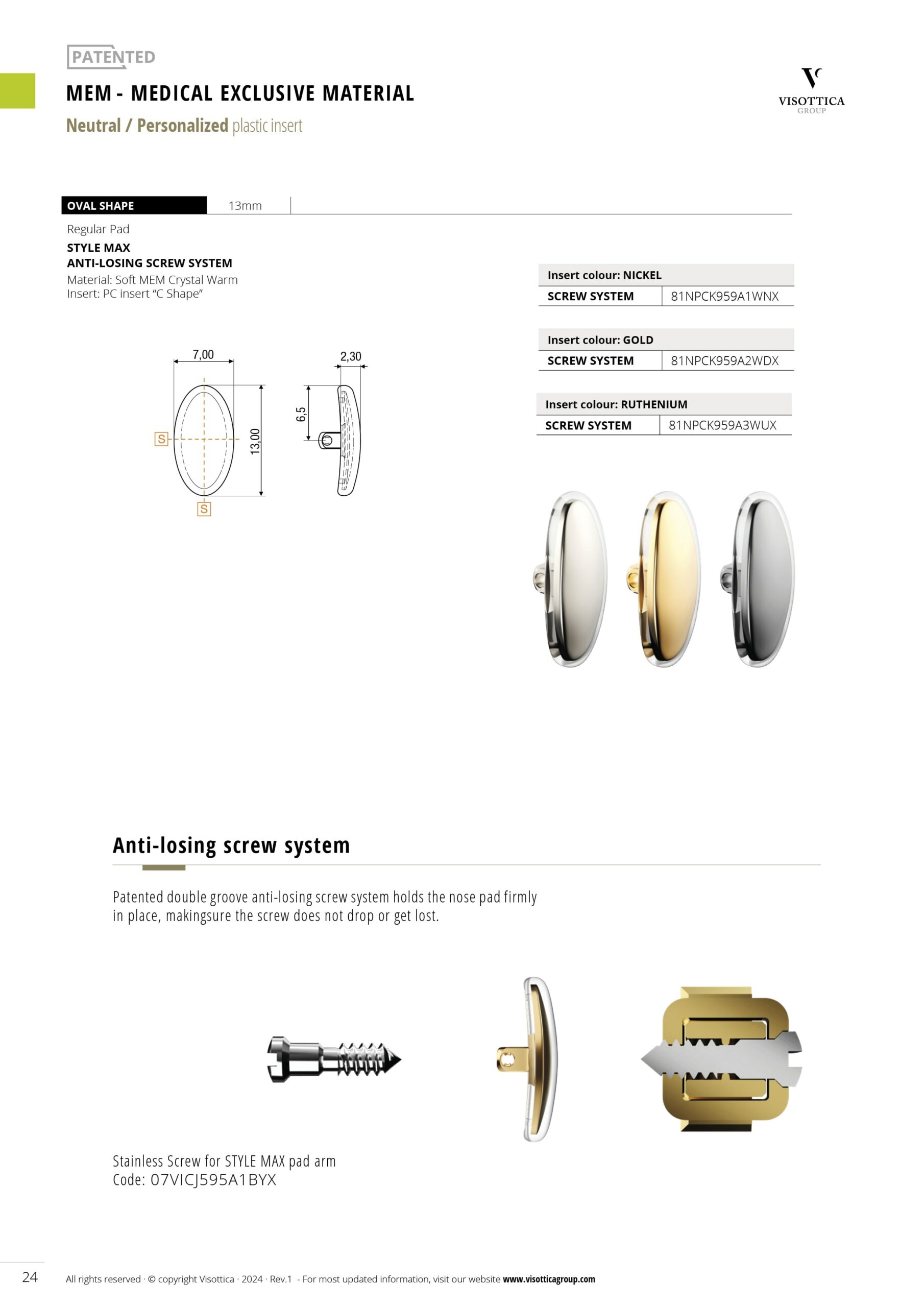 StyleMAX Nose Pads - MEM - Medical Exclusive Material - Neutral / Personalized Plastic Insert