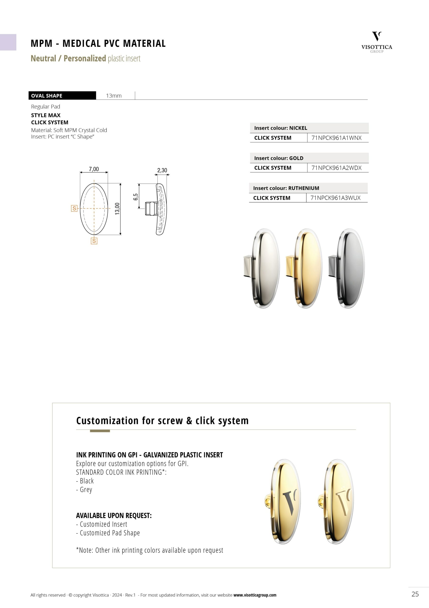 StyleMAX Nose Pads - MPM - Medical PVC Material - Neutral / Personalized Plastic Insert