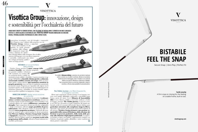 Articolo di Vision Biz dedicato alle innovazioni e componenti per occhialeria di Visottica Group